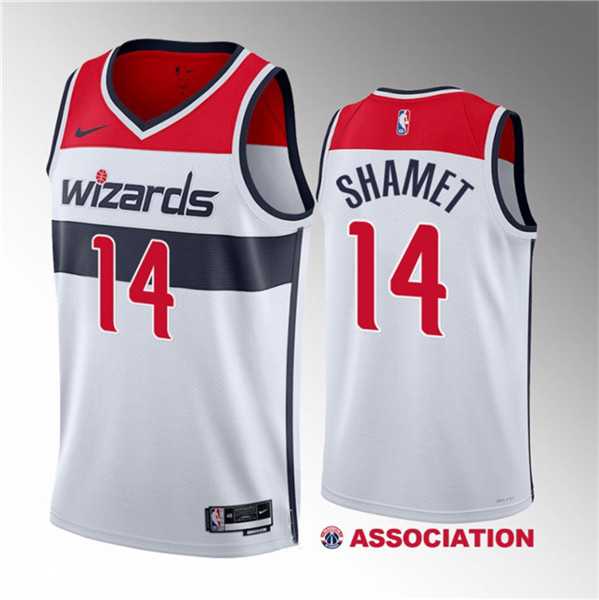 Mens Washington Wizards #14 Landry Shamet White 2023 Draft Association Edition Stitched Jersey->washington wizards->NBA Jersey